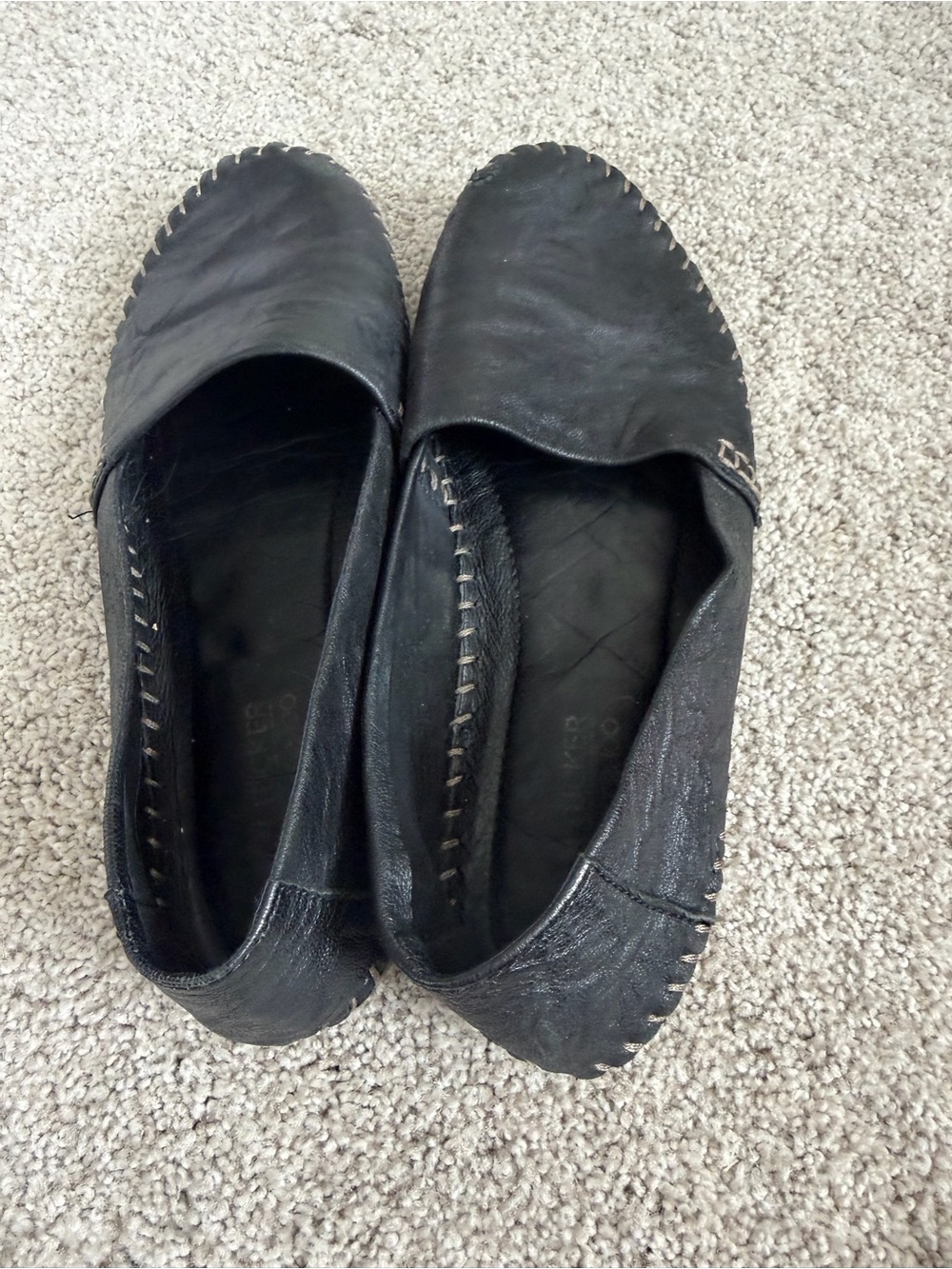 Tucker Black Leather Slip-On Flats